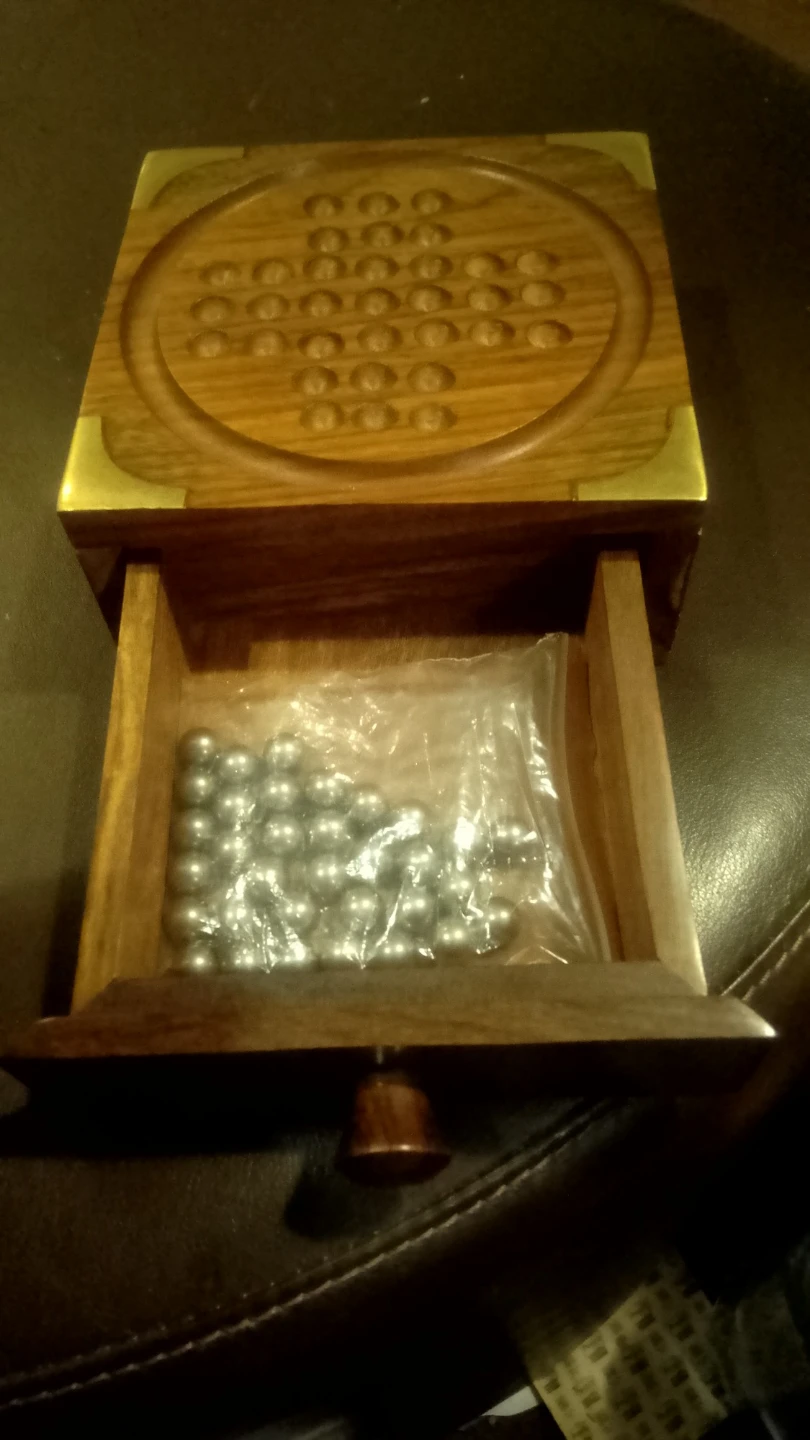 Wooden Solitaire Board Game with Metal Marbles - photo 2