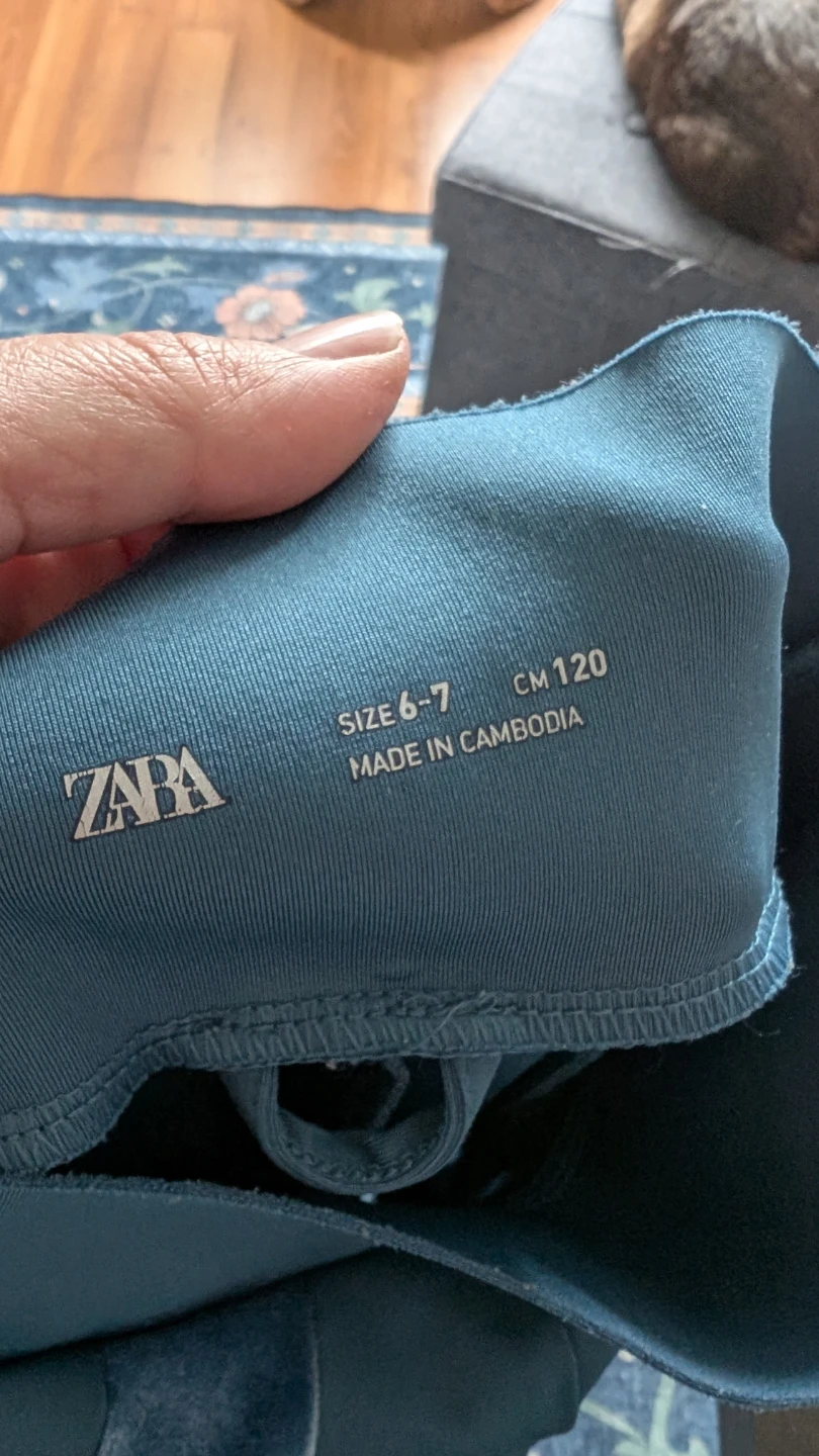 ZARA Kids Blue Velour Trim Leggings Size 6-7 - photo 2