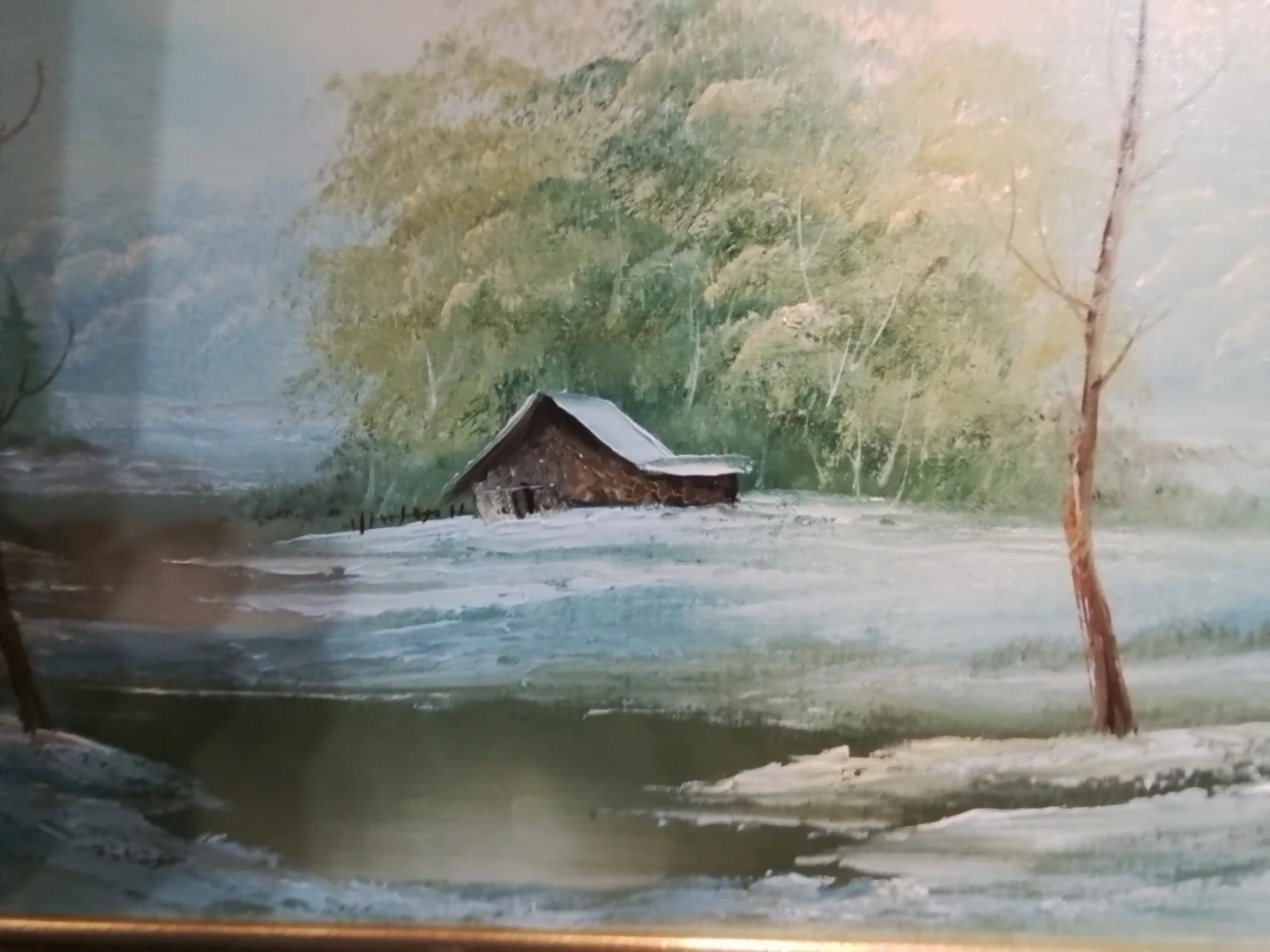 Original Signed Winter Landscape OOC Painting 23.25x19.5" - photo 3