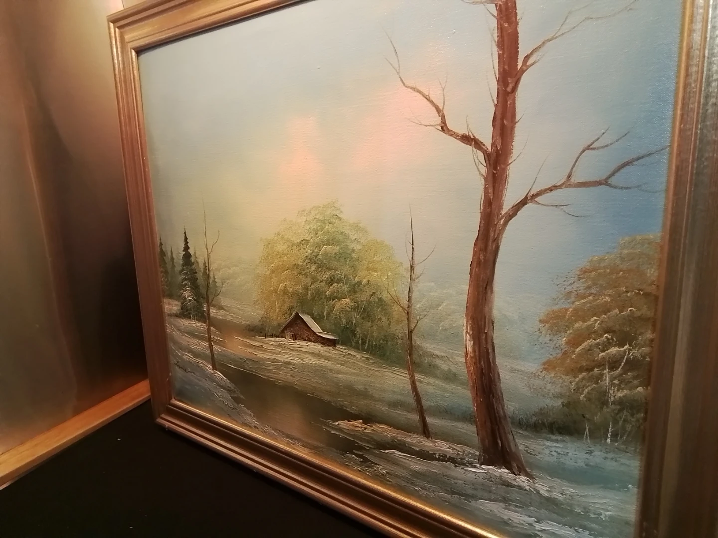 Original Signed Winter Landscape OOC Painting 23.25x19.5" - photo 5