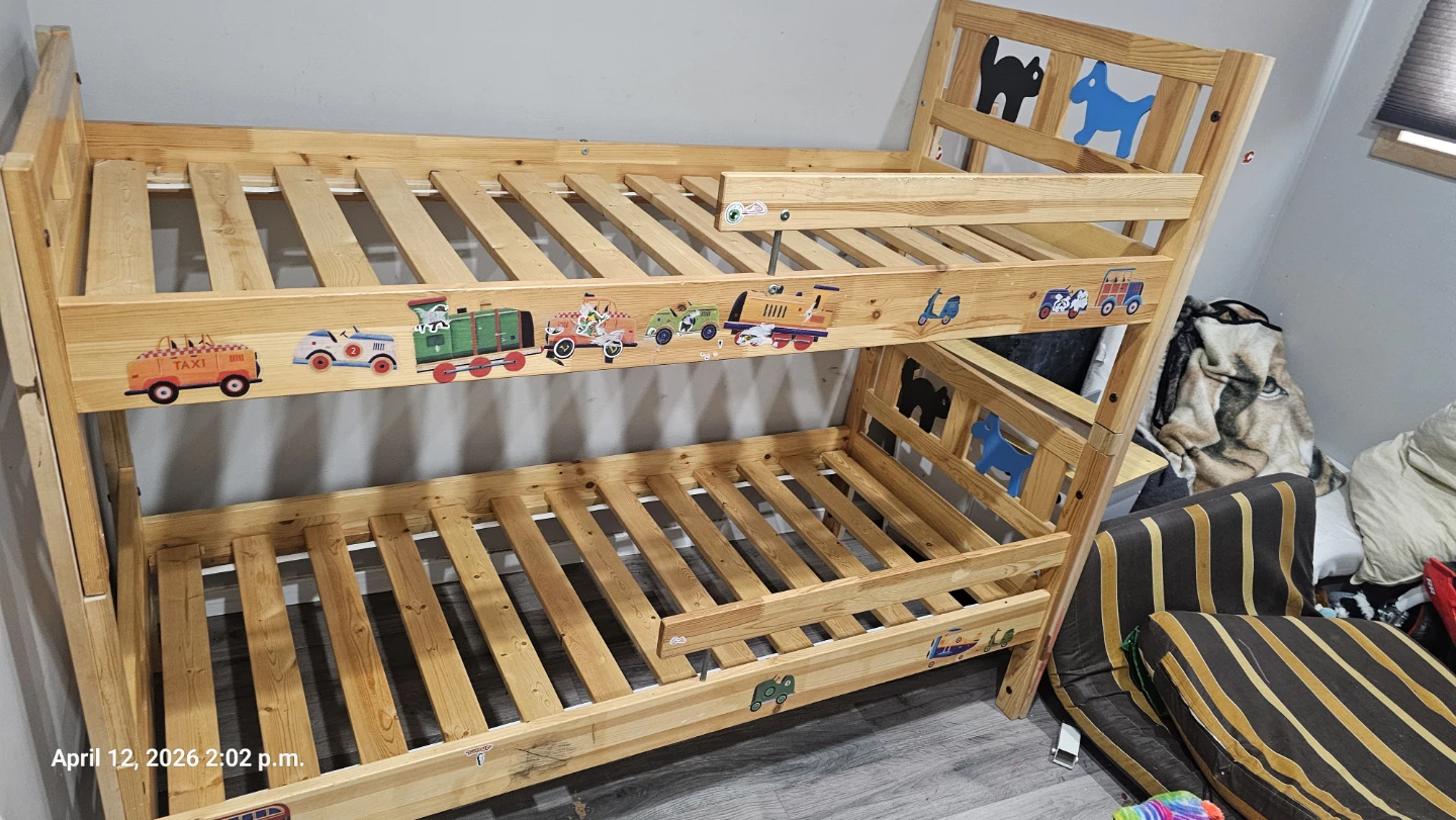 Wooden Bunk Bed with Train and Animal Decals - photo 3