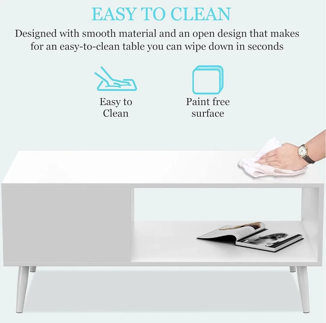 Modern White Coffee Table – Sleek, Minimal & Easy to Clean - photo 5