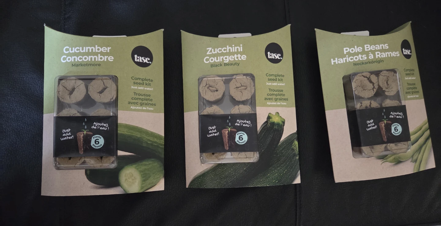 Tasc Seed Kits (Zucchini, Cucumber & Pole Beans)