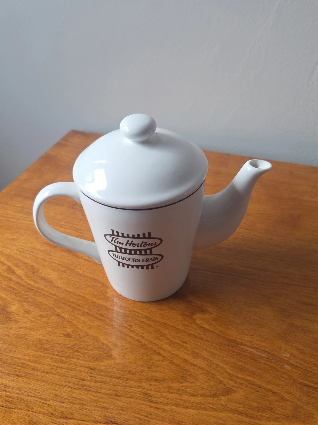 Antique Tim Hortons White Ceramic Teapot