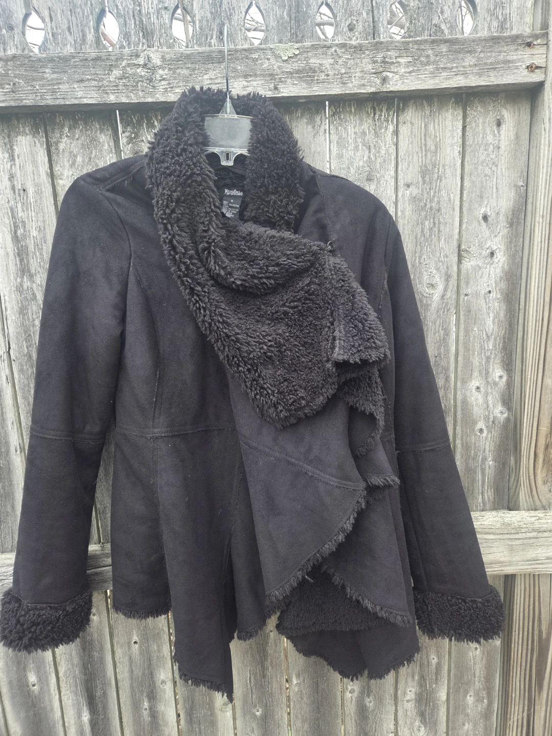 Manifesto Black Faux Suede & Sherpa Lined Jacket - photo 3
