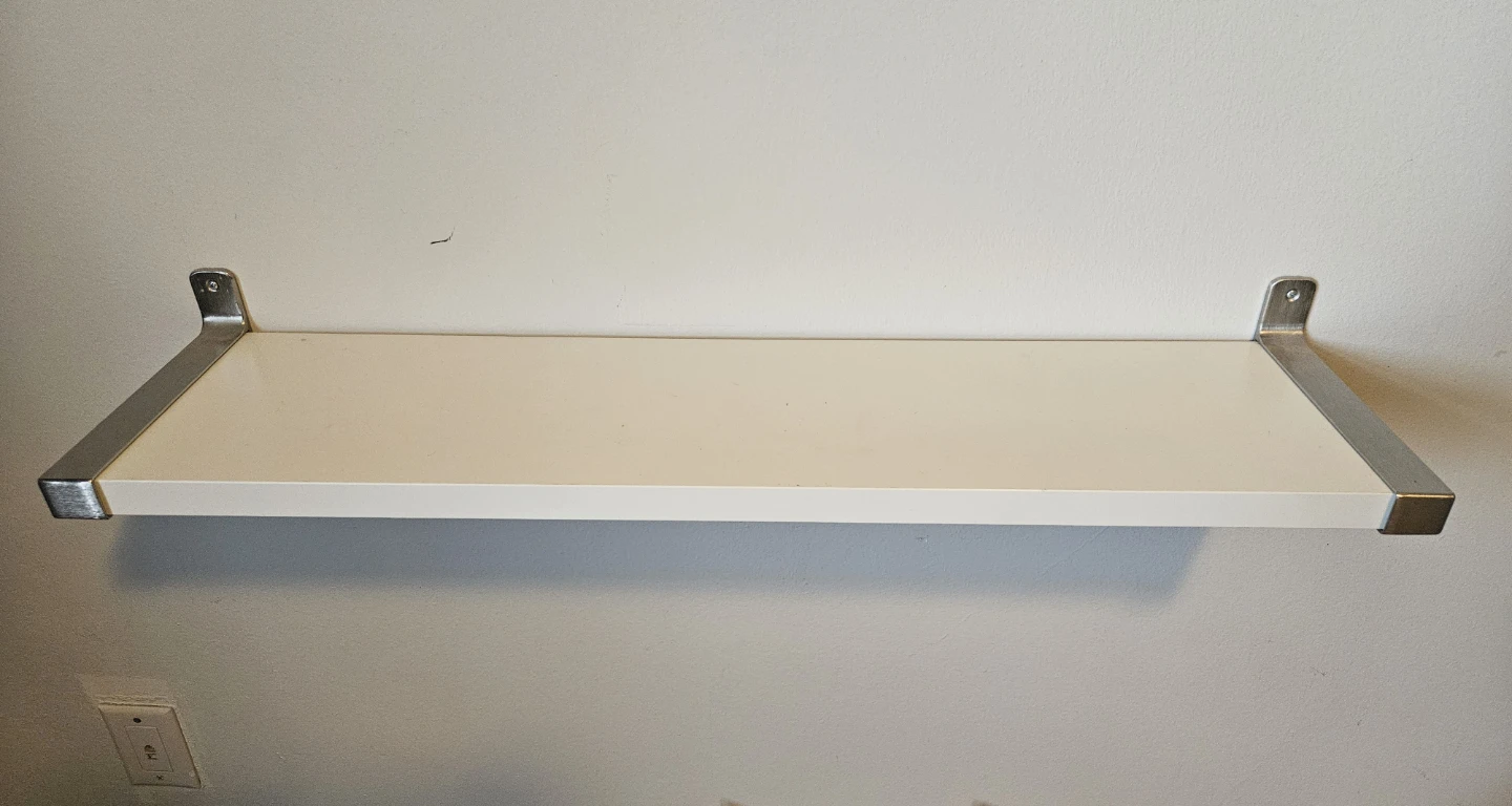 Wall Shelf w/ 2 Nickle Plated Brackets (Ikea BERGSHULT/GRANHULT)