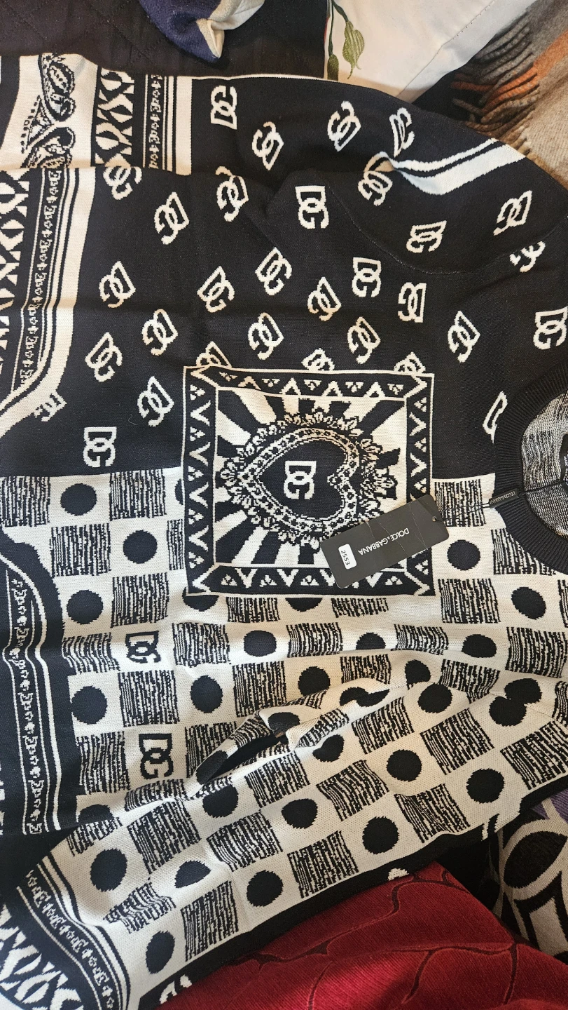 Dolce & Gabbana Black & White Patterned Crewneck Sweater - photo 3