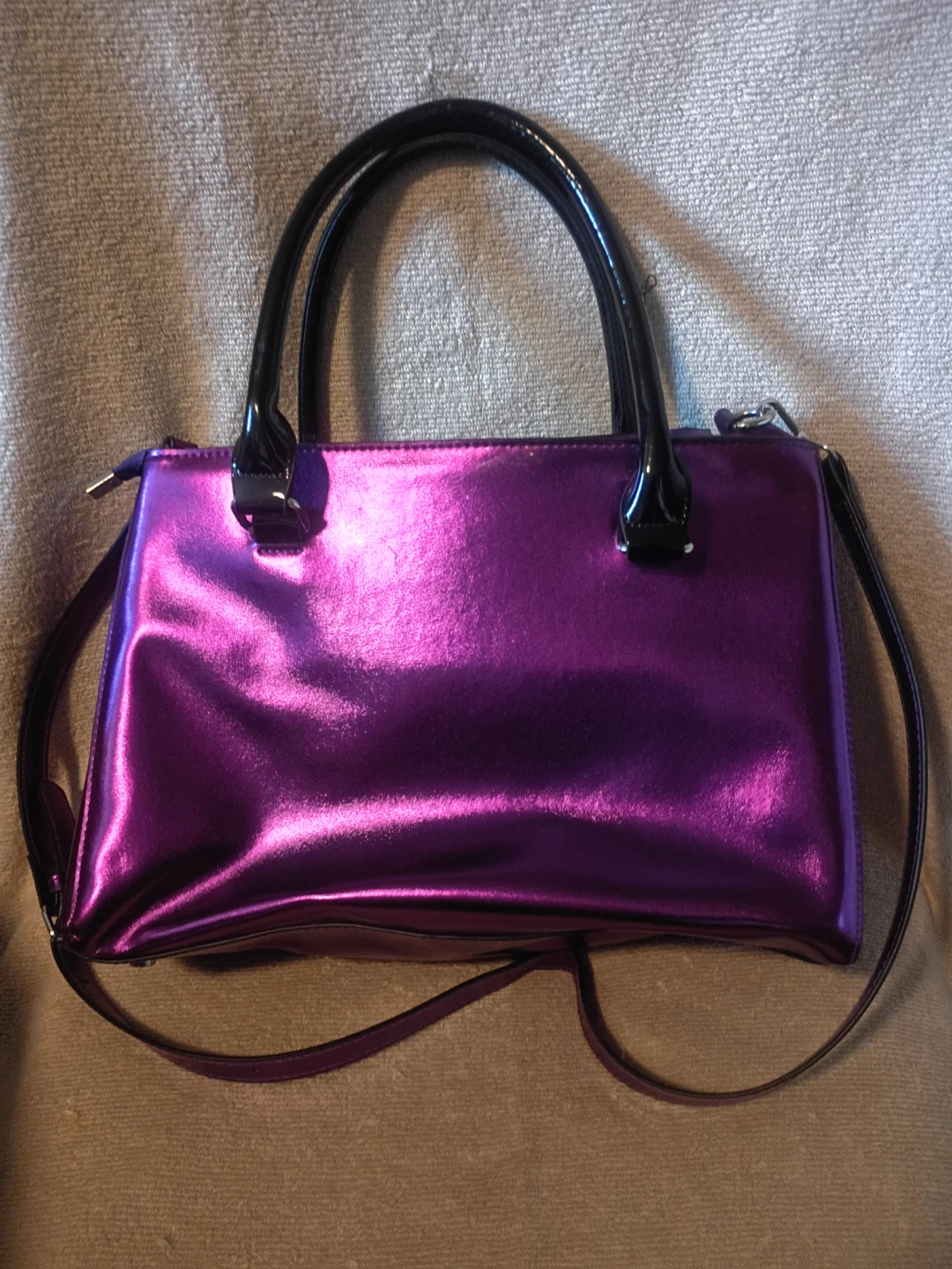 Younique Purple Metallic Tote Handbag with Shoulder Strap - photo 3