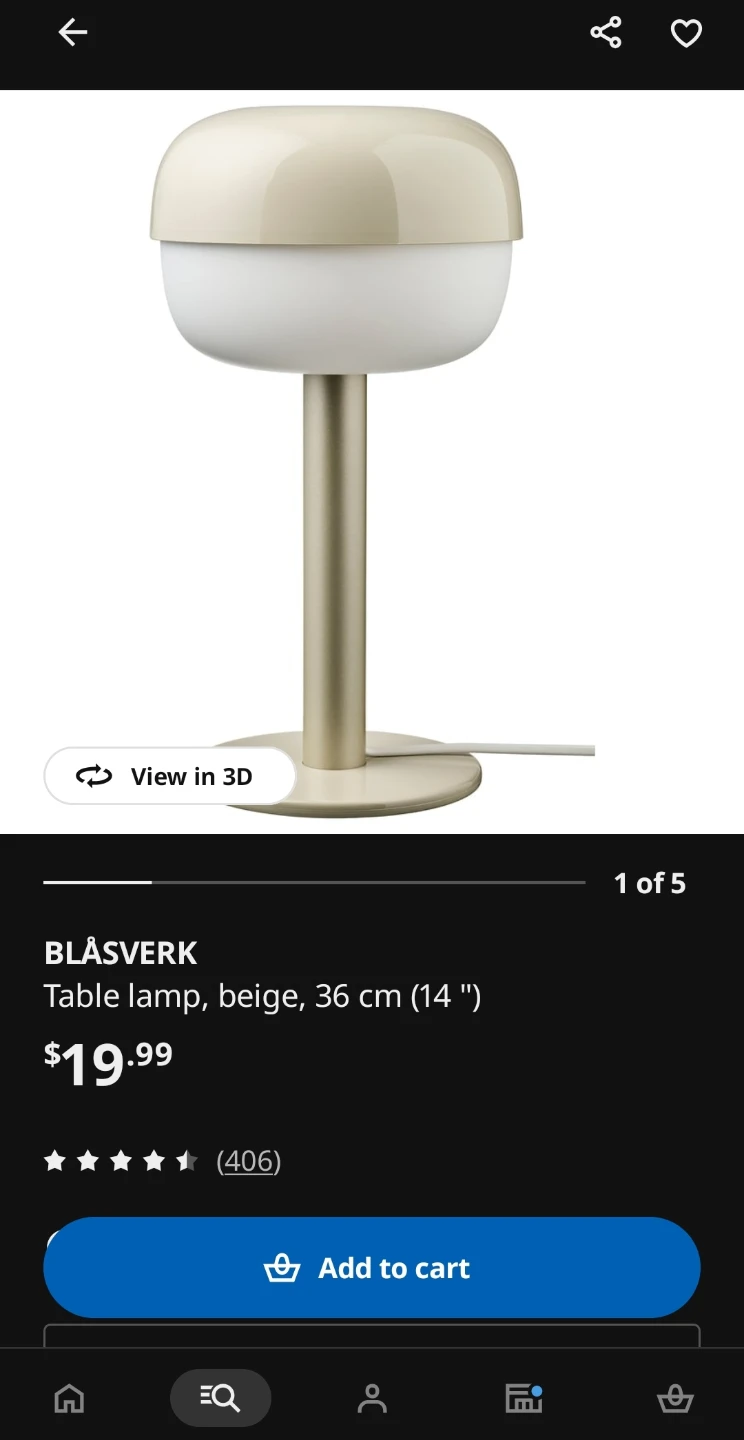 IKEA BLÅSVERK Table Lamp Beige 36 cm (14") - photo 3
