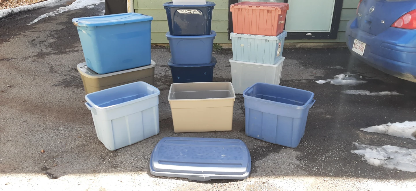 Assorted Plastic Storage Bins 9 LEFT