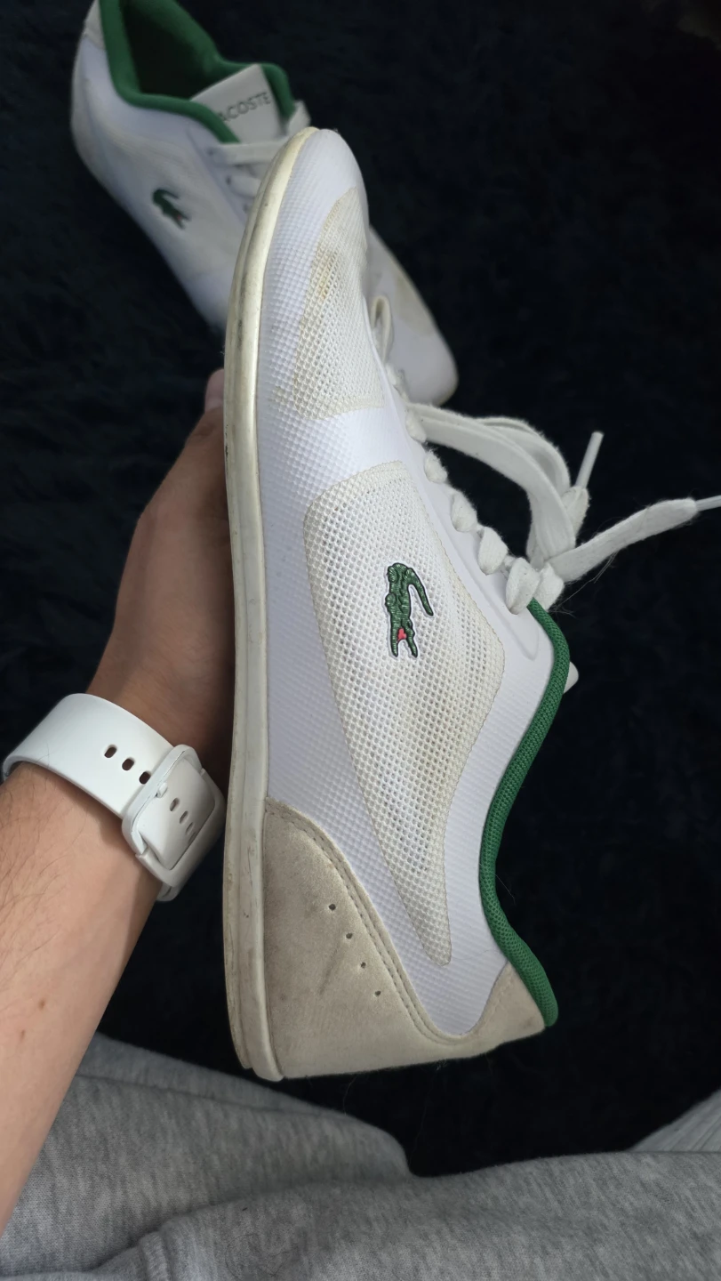 White Lacoste Sneakers with Green Trim - photo 3