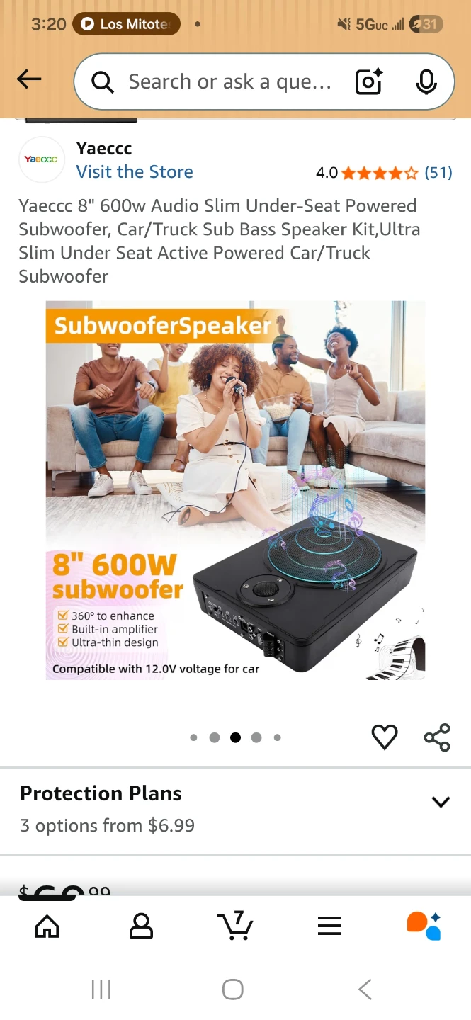 Yaeecc 8" 600W Slim Under-Seat Powered Subwoofer - photo 2