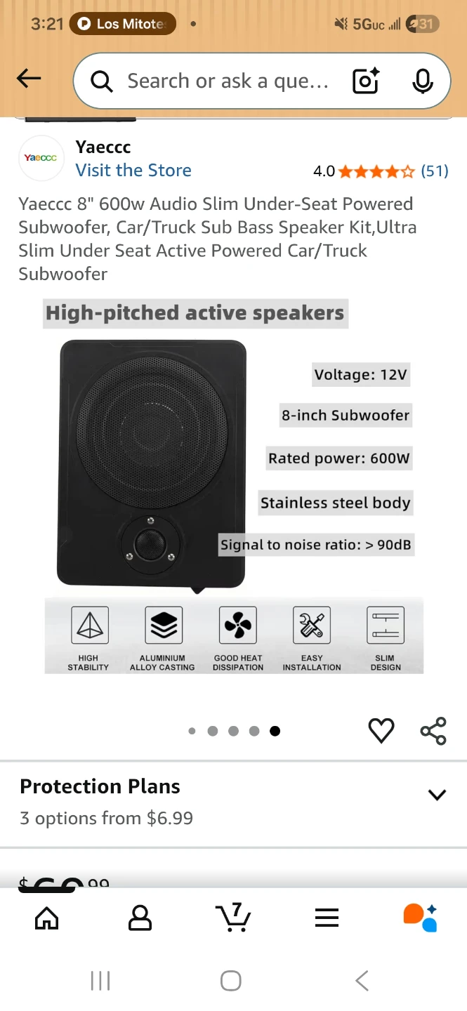 Yaeecc 8" 600W Slim Under-Seat Powered Subwoofer - photo 5