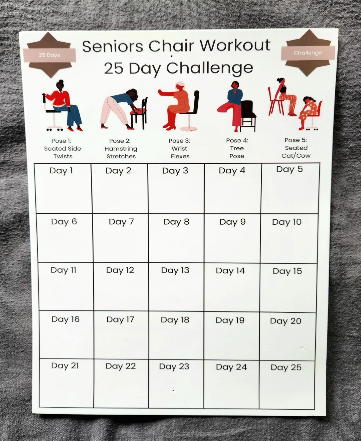 🌱Chair Workout, 25 Day Challenge Charts - photo 2