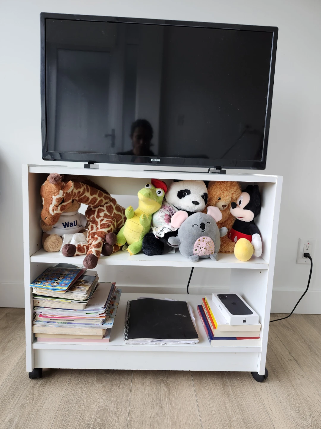 White 3-Shelf Storage Unit with Wheels