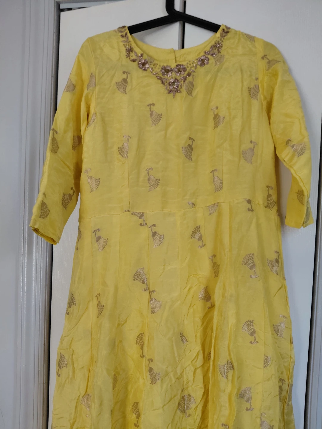 Yellow Anarkali Suit with Pink Dupatta - photo 3