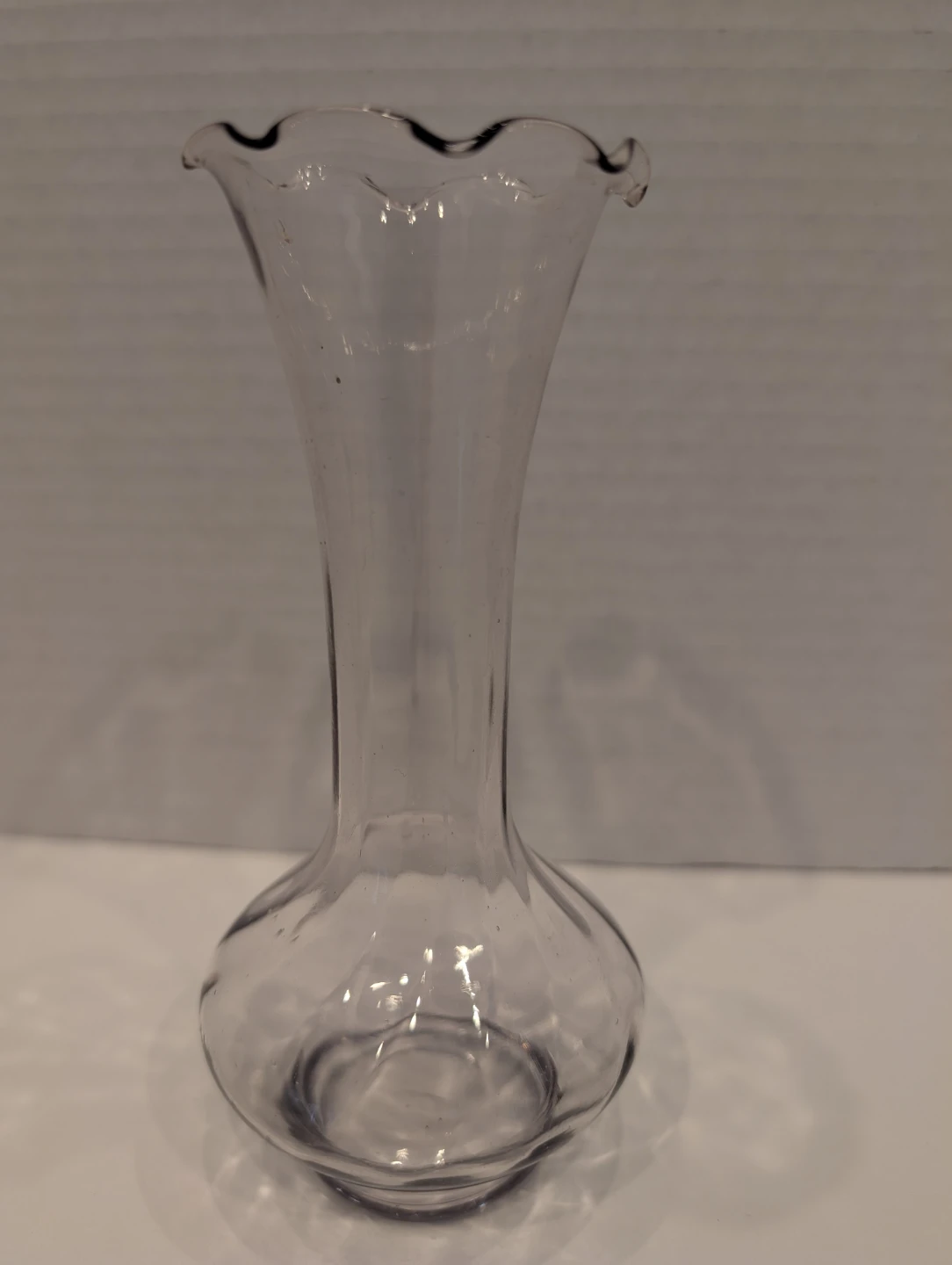 Vintage Delicate Amethyst Bud Vase with Ruffled Rim