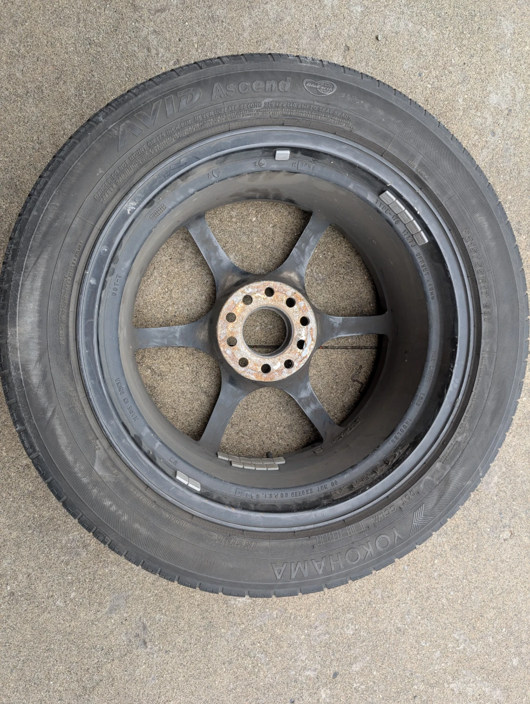 Two Aftermarket 17" 5-Spoke Black Rims with Tires P215 55/R17 - photo 2