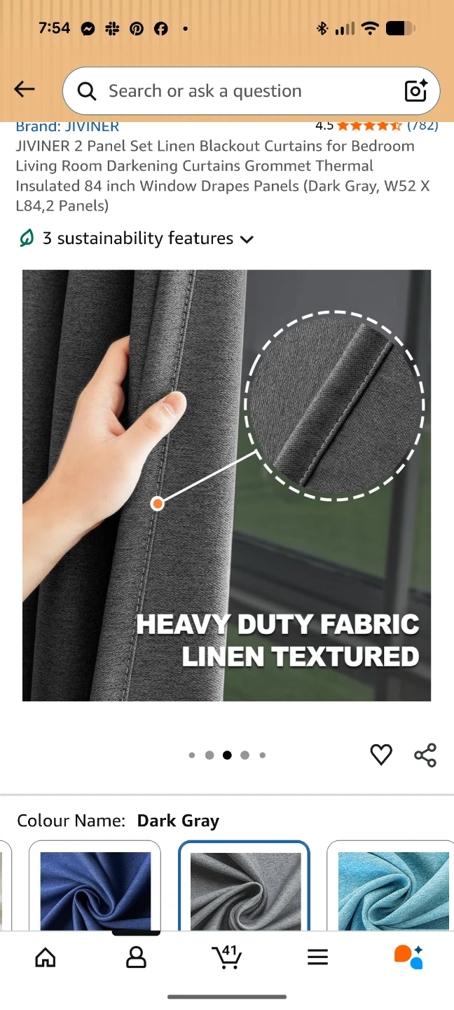JIVINER 2 Panel Set Linen Blackout Curtains Dark Gray - photo 3