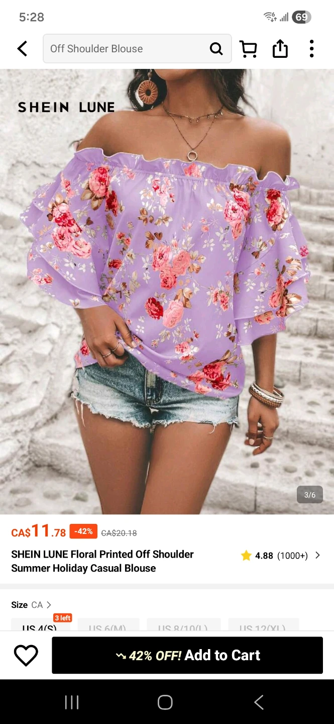 SHEIN LUNE Floral Off Shoulder Blouse