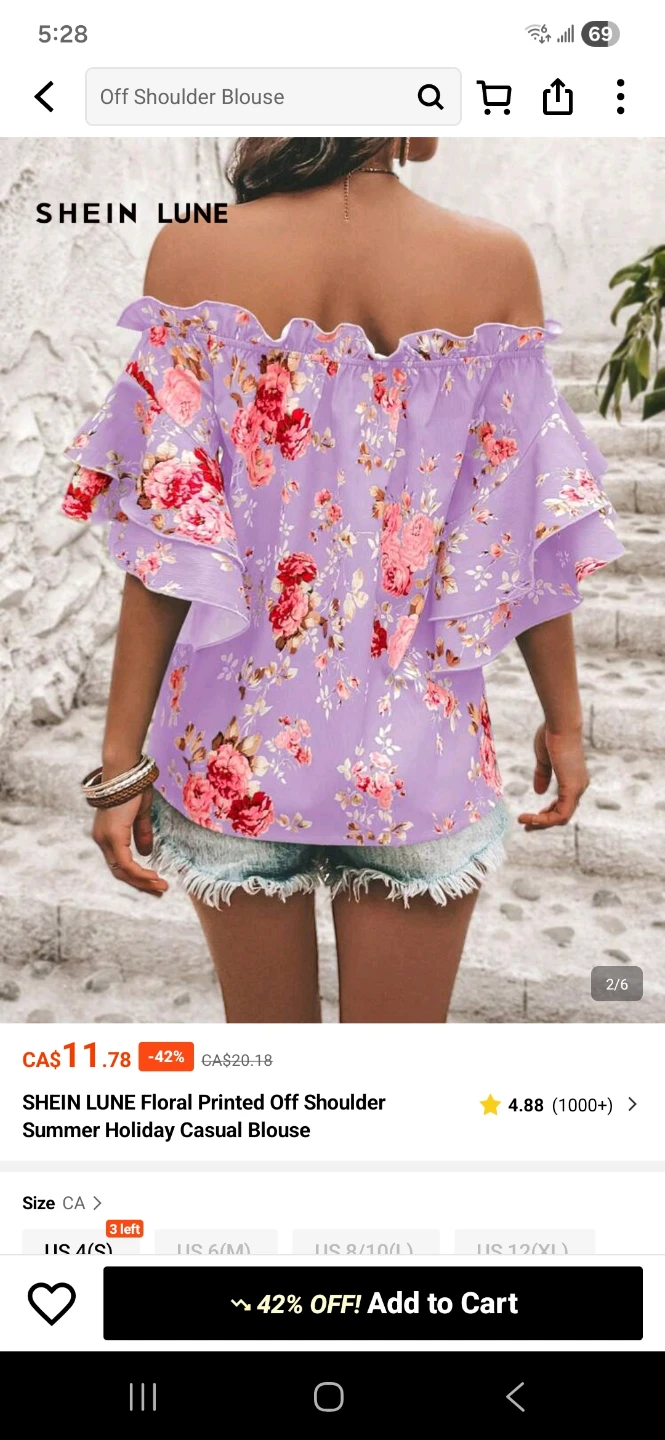SHEIN LUNE Floral Off Shoulder Blouse - photo 2