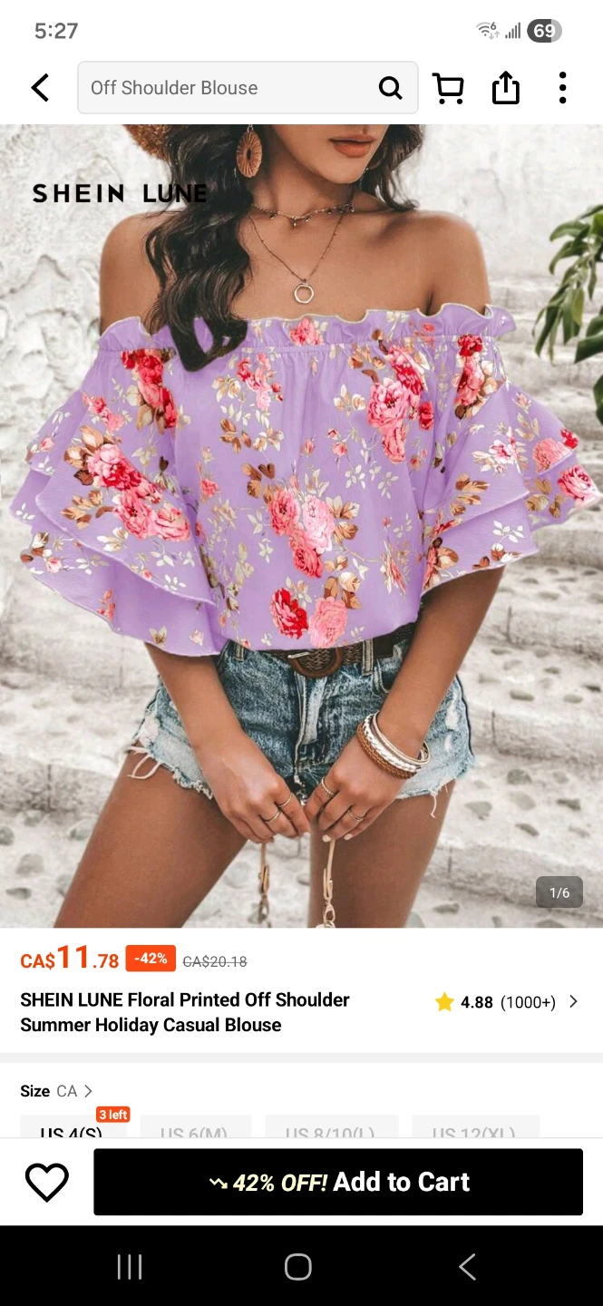SHEIN LUNE Floral Off Shoulder Blouse - photo 3