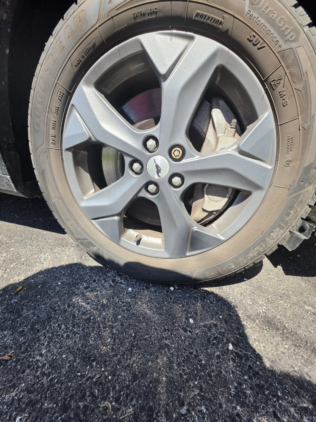Goodyear winter Tires on Rims with mustang logo