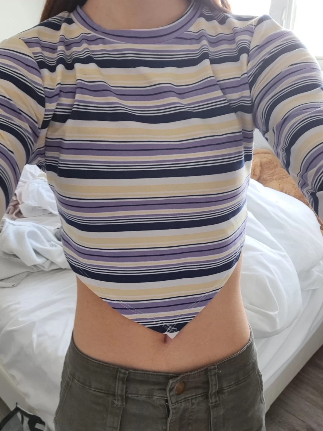 Striped Cropped Long Sleeve Shirt - photo 2