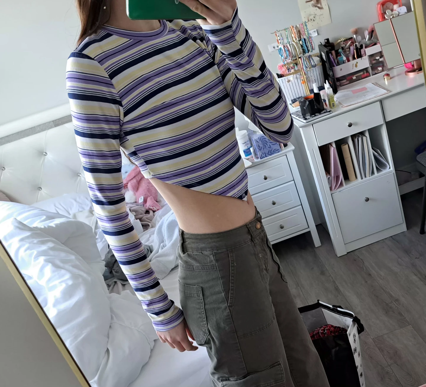 Striped Cropped Long Sleeve Shirt