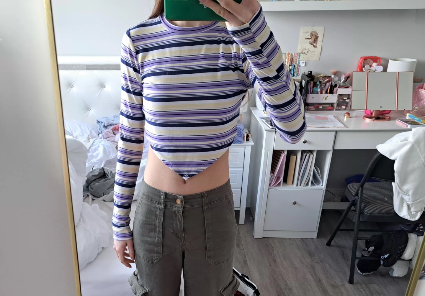 Striped Cropped Long Sleeve Shirt - photo 3