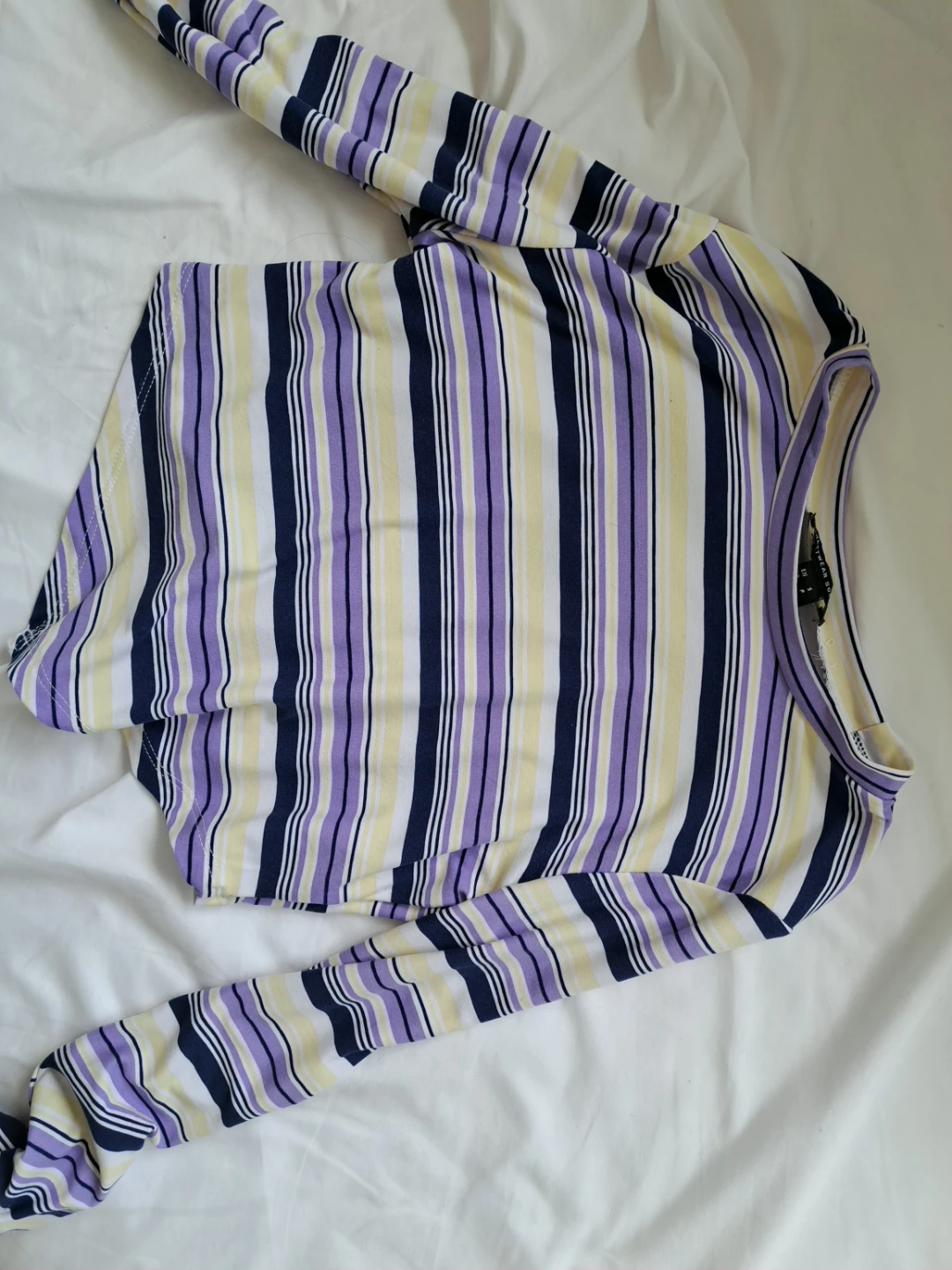 Striped Cropped Long Sleeve Shirt - photo 4