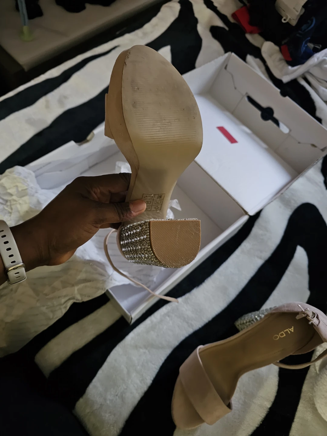 ALDO Pink Embellished Heel Sandals Size 8 - photo 5