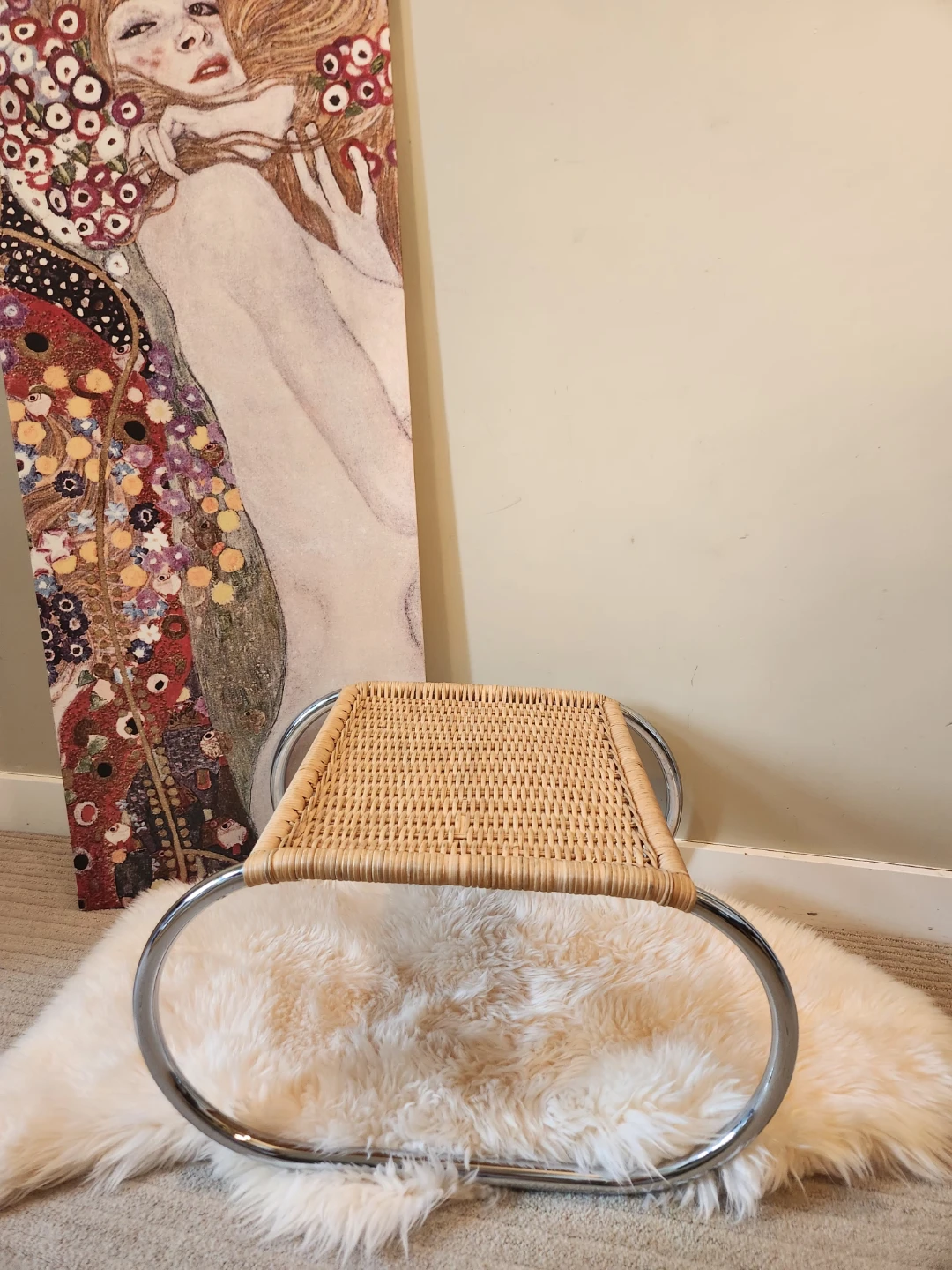 Wicker and Chrome Accent Stool - photo 4
