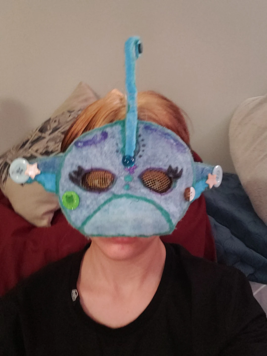 Handmade Blue Felt shark Costume Mask no base made out of scrap - photo 5