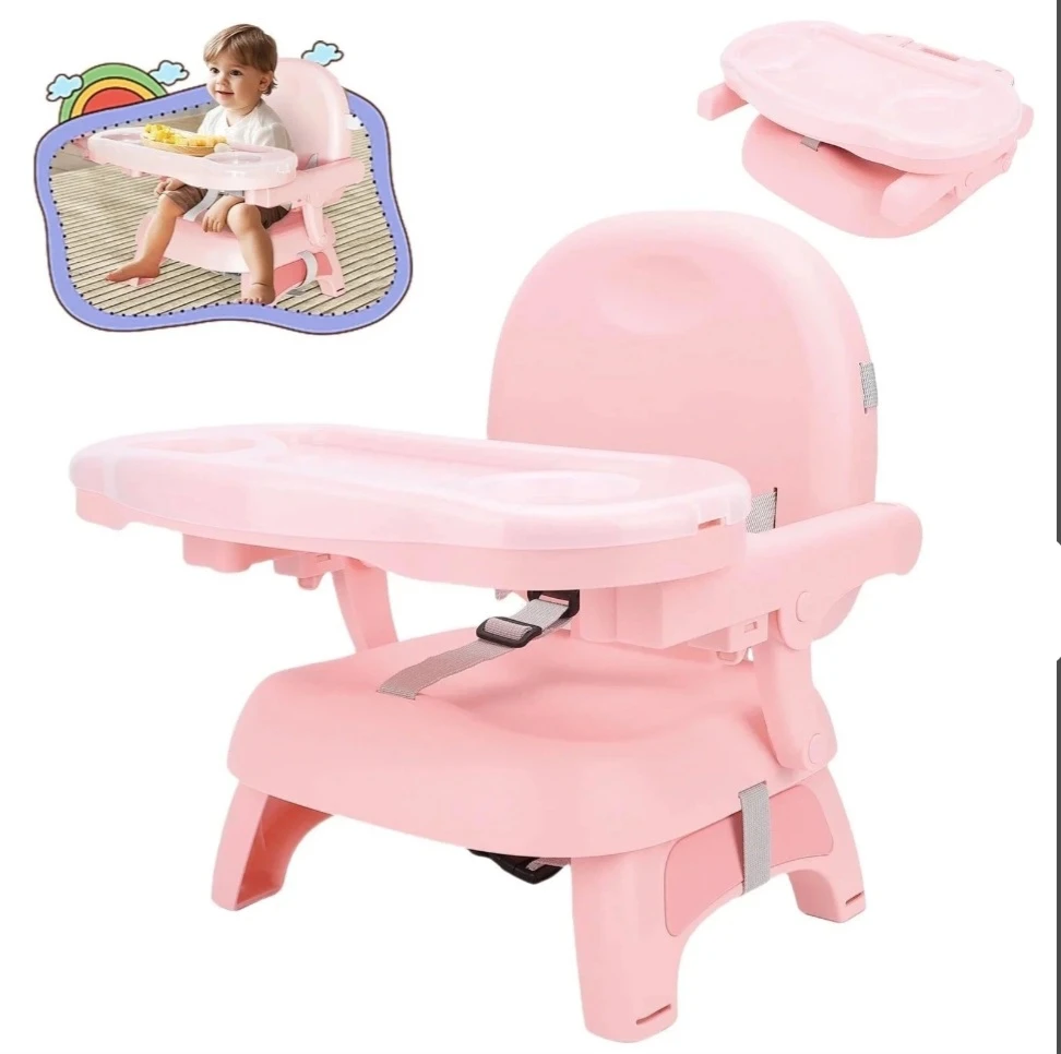 Pink Foldable Baby High Chair Booster Seat