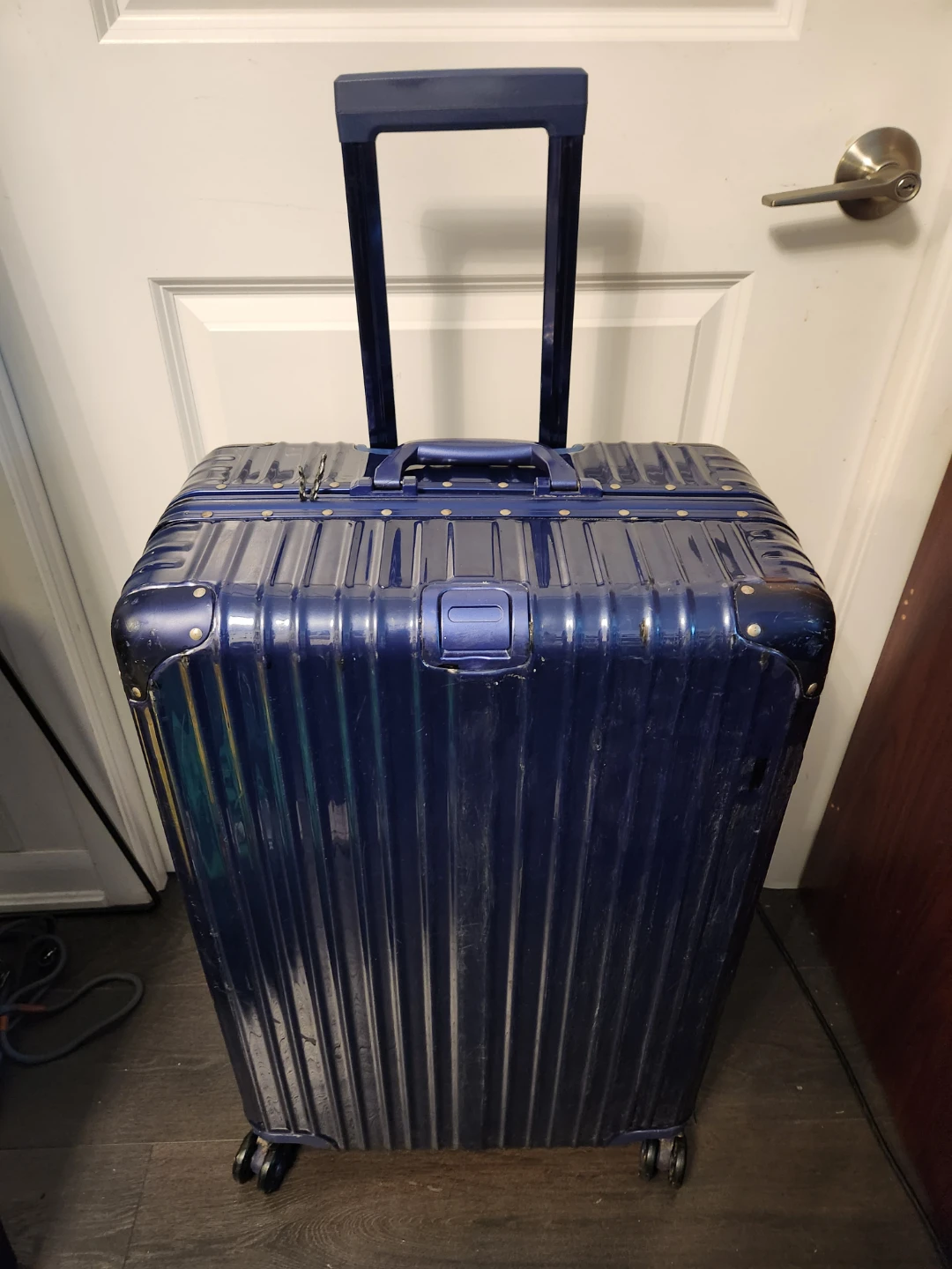 Blue Aluminum Carry-On Suitcase