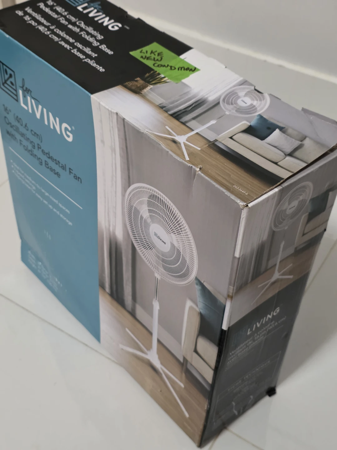 For Living 16" Oscillating Pedestal Fan with Folding Base