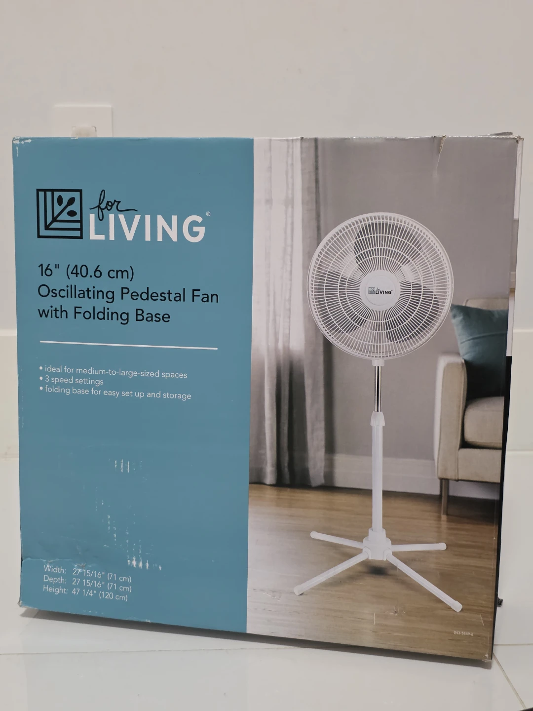 For Living 16" Oscillating Pedestal Fan with Folding Base - photo 4