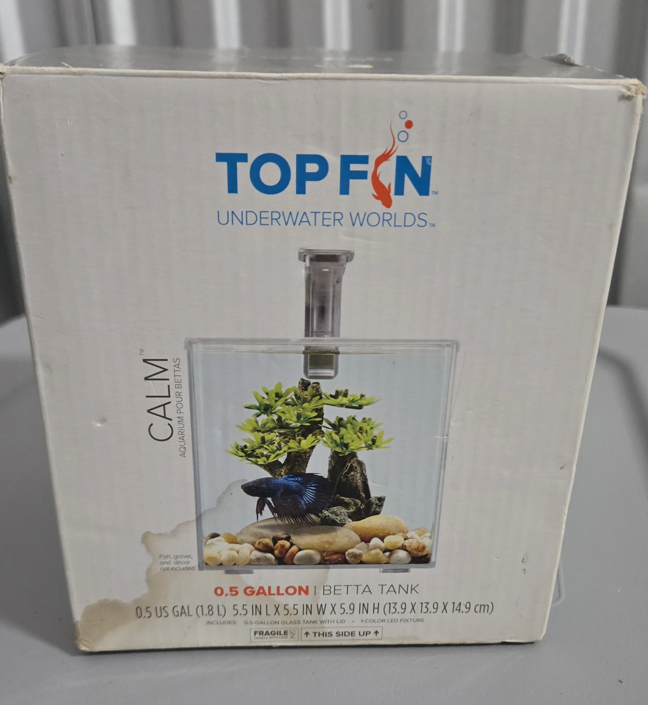 Top Fin Calm 0.5 Gallon Betta Tank Aquarium Kit with LED Light