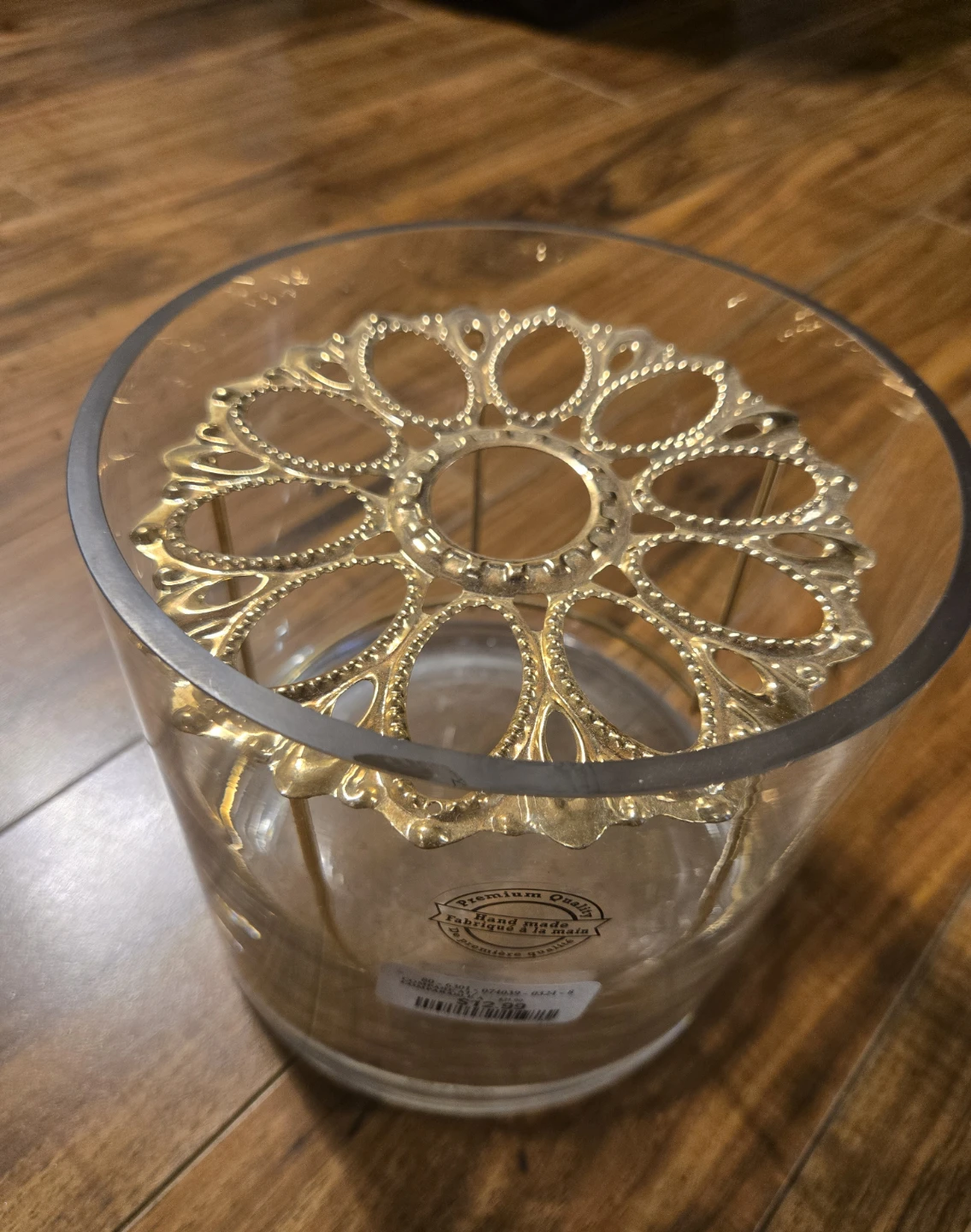 Gold metal floral insert for vase
