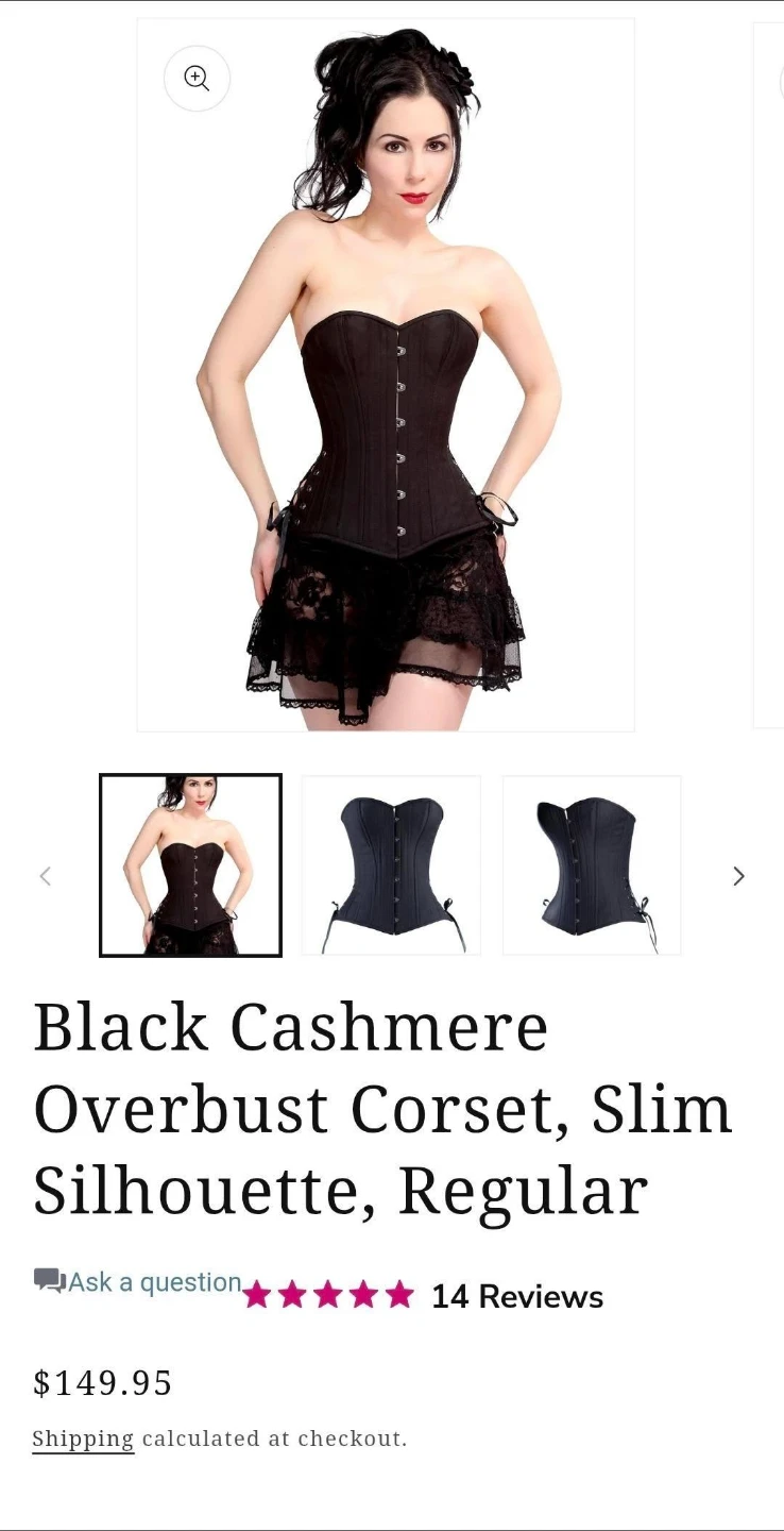 Brand new cashmere overbust black corset never worn