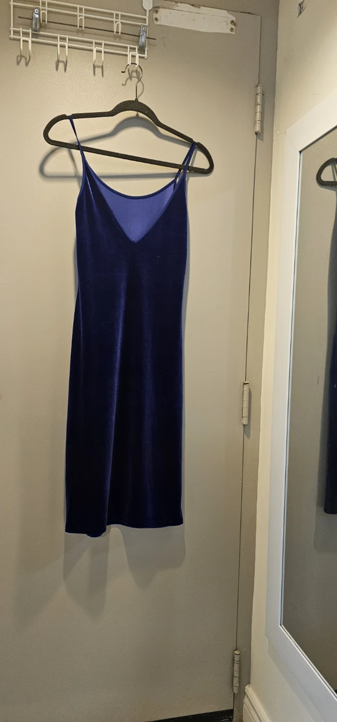 Forever 21 Blue Velvet Slip Dress Size L - photo 3