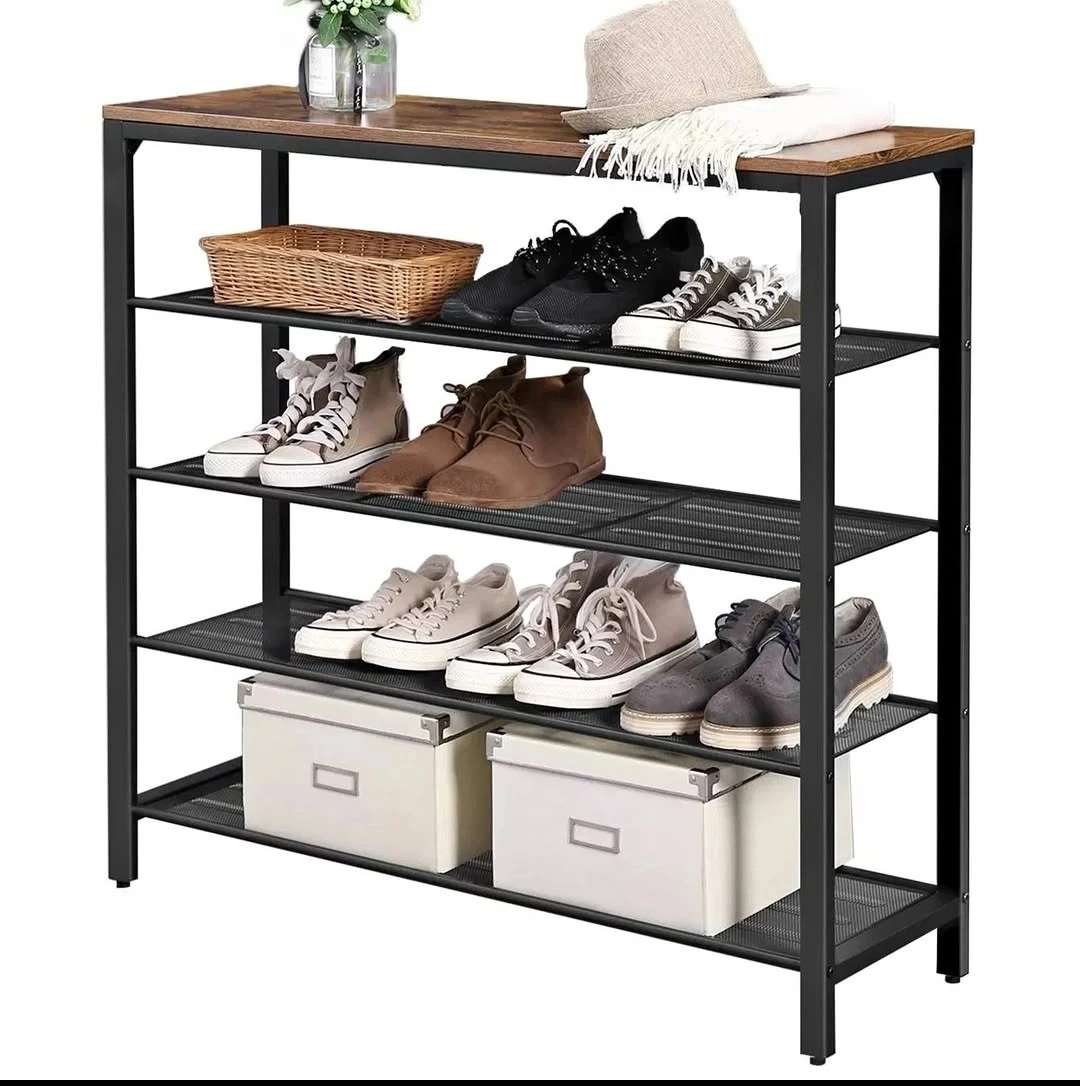 4-Tier Shoe Rack with Wooden Top - photo 3