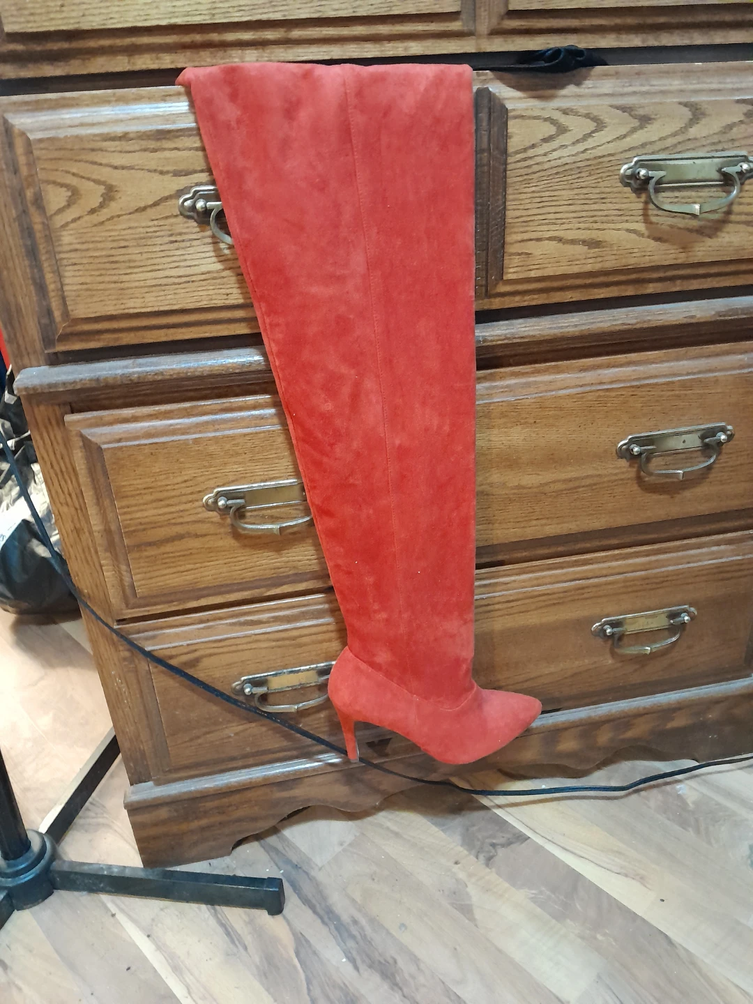 RED SUEDE OVER-THE-KNEE BOOTS - photo 2
