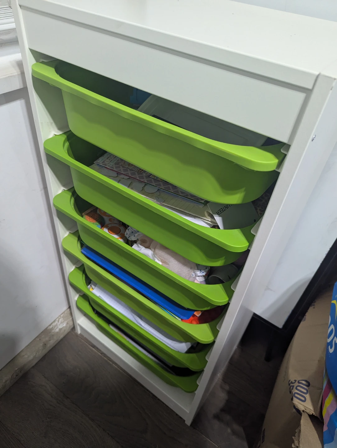 IKEA TROFAST Storage Unit with 6 Green Bins