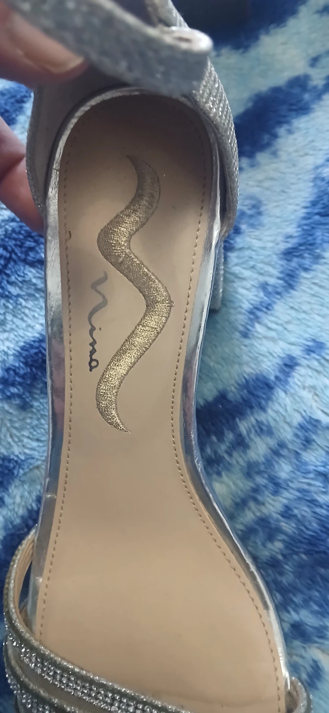 Nina Silver Sparkle Embellished Heeled Sandals Size 7 - photo 2