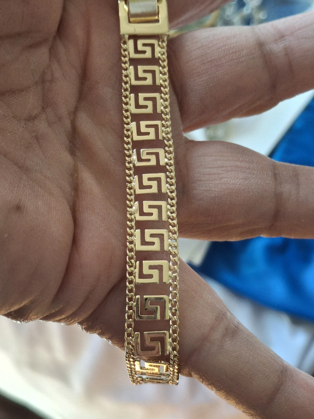 Gold Tone Greek Key Chain Bracelet - photo 2