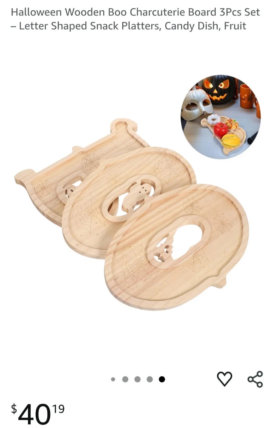 Halloween Wooden "BOO" Charcuterie Board Set - photo 3