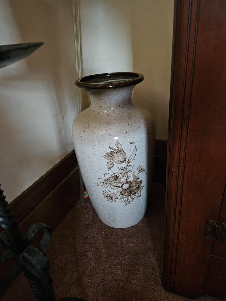 Large Ceramic Vase with Floral Design