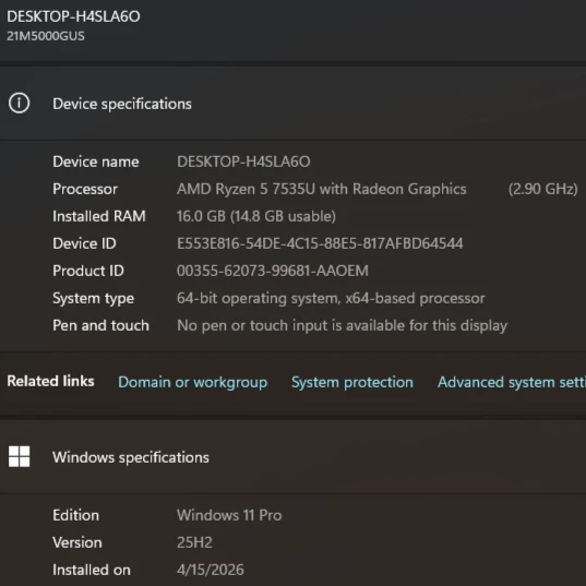 UNDER WARRANTY 2025 Lenovo TP E16, 16GB DDR5, 256GB SSD, WIN11PR - photo 3